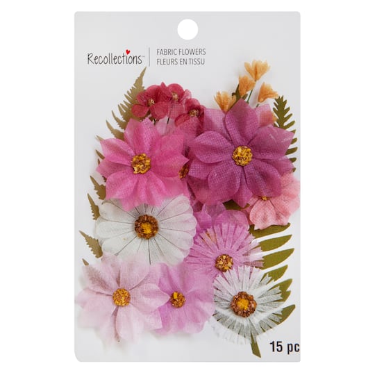 Pink Fabric Pressed Flower Embellishments by Recollections™